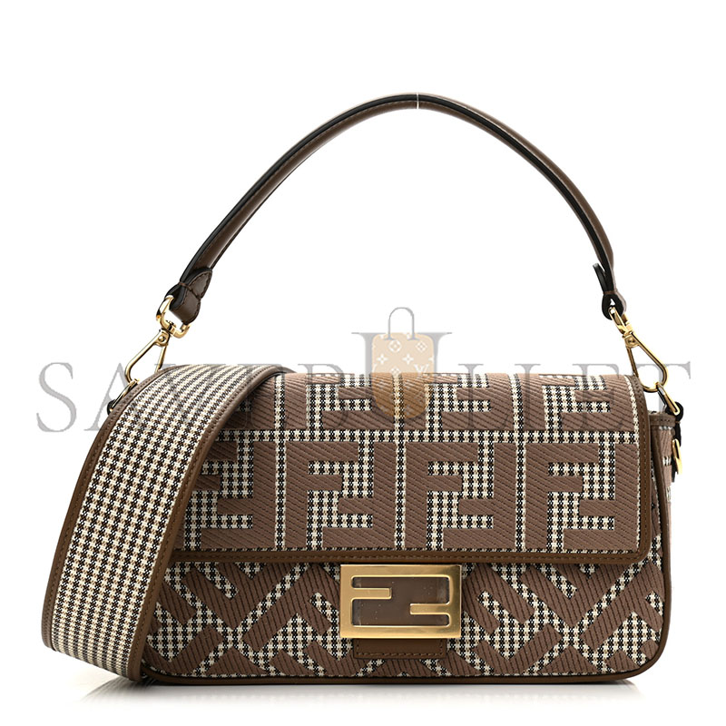 FENDI FF EMBROIDERED BAGUETTE BEIGE MORO (27*15*6cm)